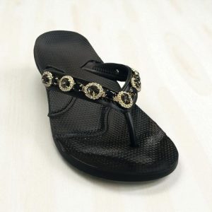 Chinelo Feminino Anatômico Com Pedraria Preta